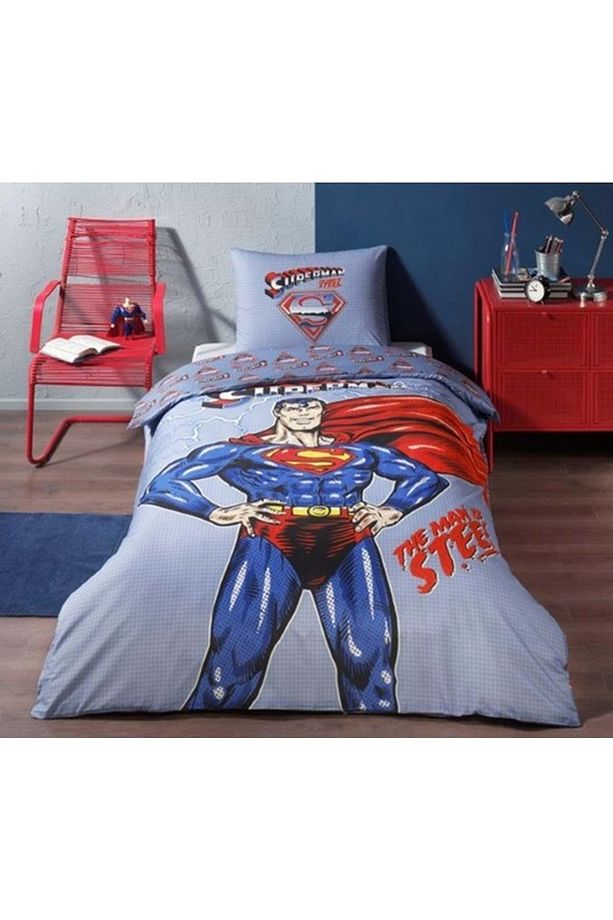 Superman Light Tek Kişilik Lisanslı Çocuk Nevresim Takımı Mavi - 1
