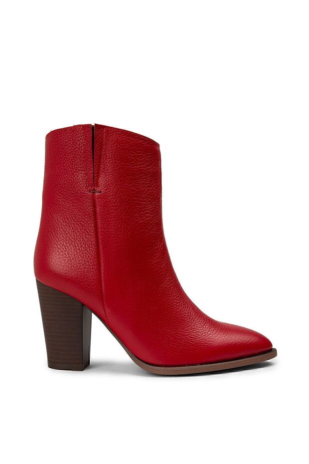 Hakiki Deri Kırmızı Kadın Bot - 1