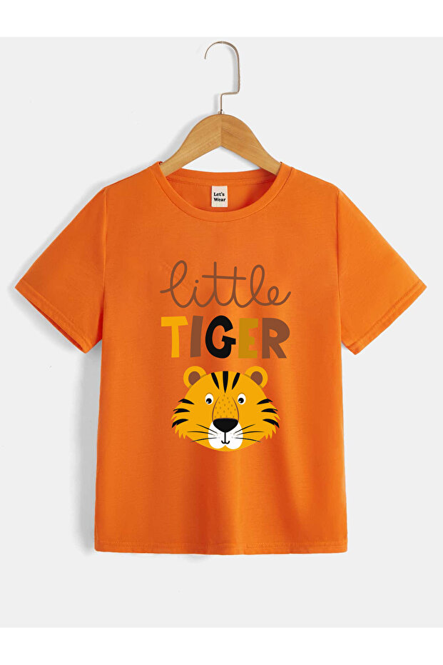 Little Tiger Compact Combed Cotton Crew Neck Tshirt for Boys