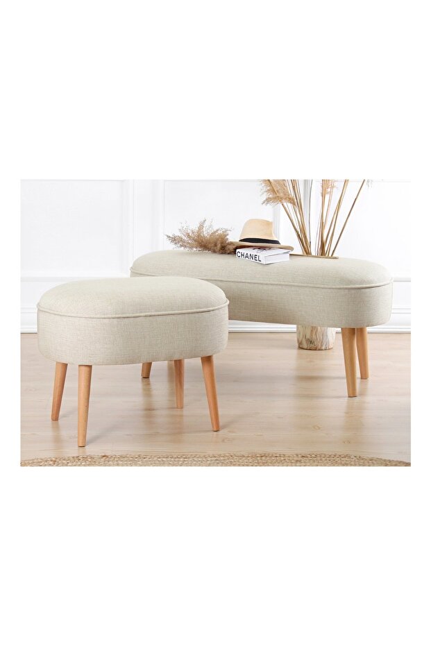 LEDNOK BENCH PUF, KREM - 3