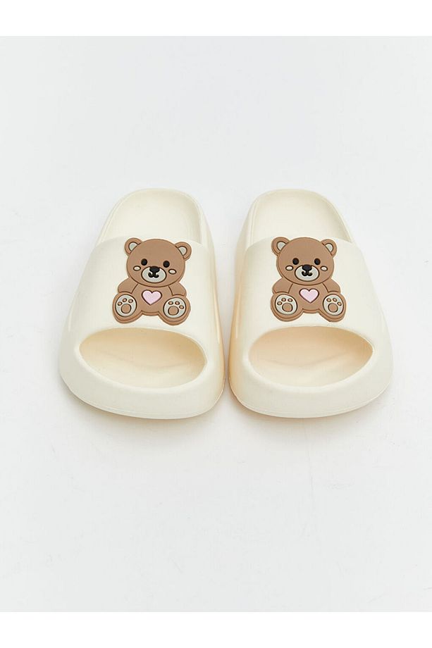 LCW STEPS Bej Ayı Teddy Baskılı Kız Çocuk Terlik - 3