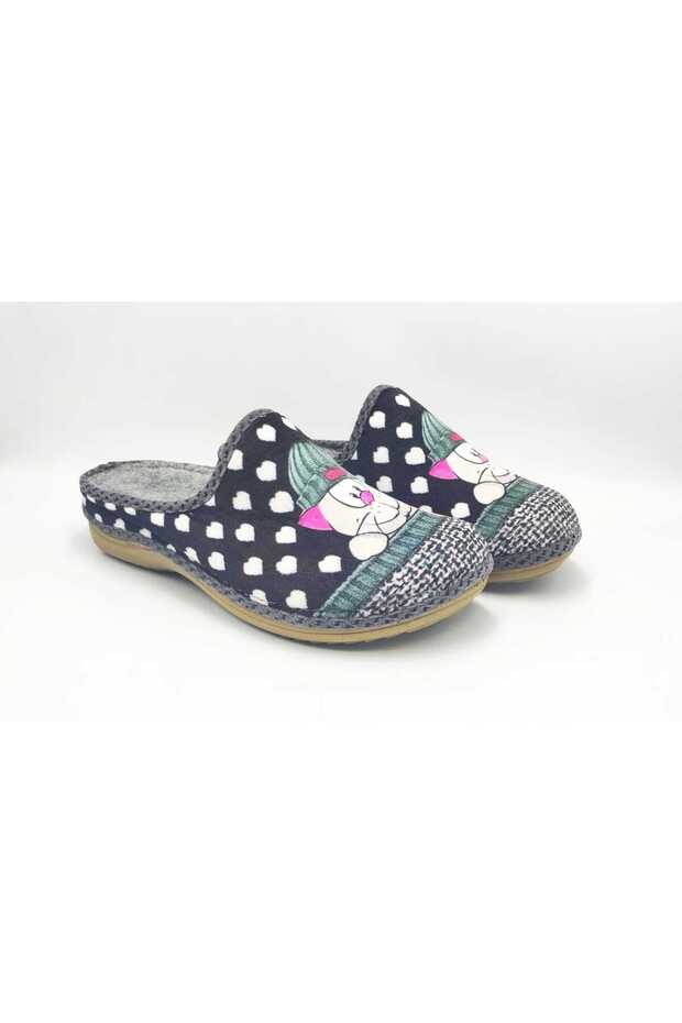 Women's Home Slippers Ms254 Cat Velvet Printed Sabo Slippers