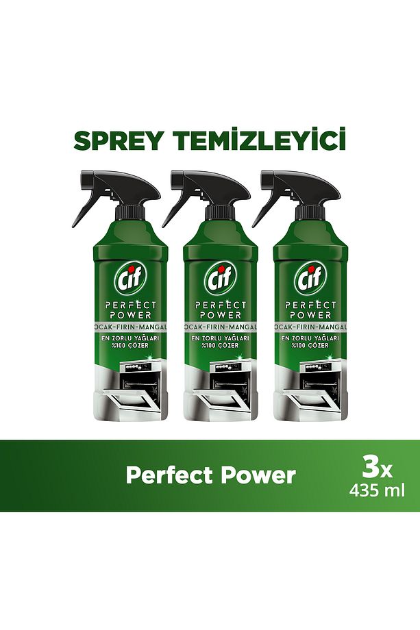 Perfect Power Fırın Ocak Mangal Için Sprey Temizleyici En Zor Yağları %100 Çözer 435 ml 3adet - 1