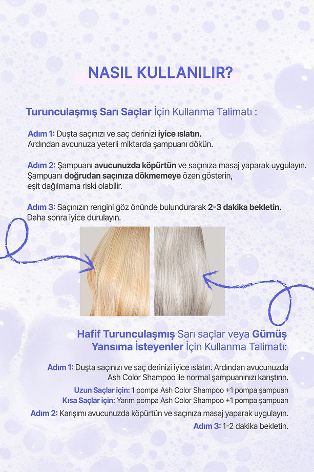 Sarı-Küllü Saçlara Özel Renk Koruyucu Bakım Şampuanı KUNDAL Ash Color Shampoo 300ml (Pear & Freesia) - 8