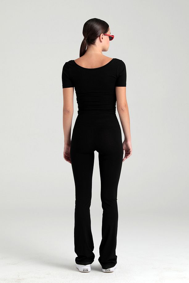Ultra Soft Ispanyol Paça Pantolon Siyah - 6