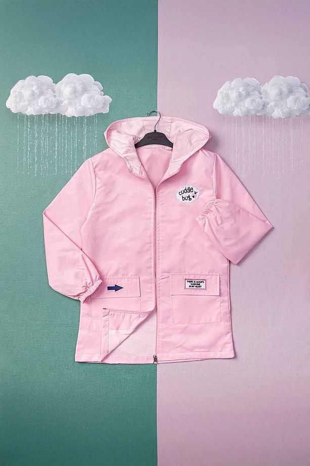 Miniğimin Cicileri (9-12 Yaş) Cuddle Nakışlı Kız Çocuk Astarlı Mevsimlik Yağmurluk - Pembe - 1