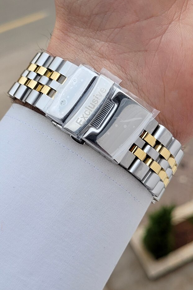 Sarı Gri Renk Ayarlanabilir Kordonlu 45 Mm Erkek Kol Saati - 4