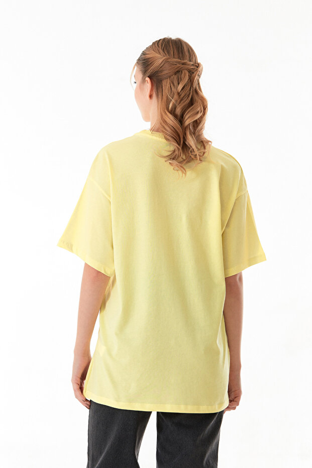 Basic Oversize Bisiklet Yaka Tişört - 6