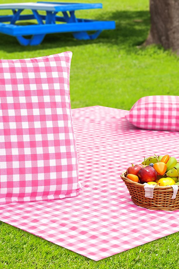 Pötikareli Büyük Kareli Piknik Örtüsü 170*170 Ve 2 Adet Piknik Minderi 45*45cm Piknik Seti - 1