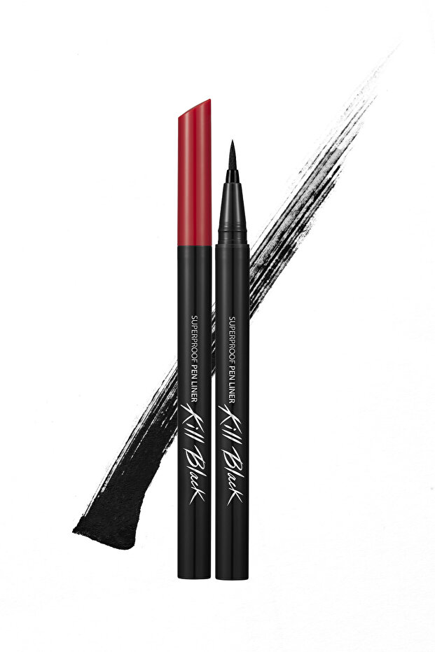قلم تحديد العيون مقاوم للماء مع طرف إسفنجي، قلم تحديد العيون CLIO Superproof Pen Liner Kill Black (01 أسود)