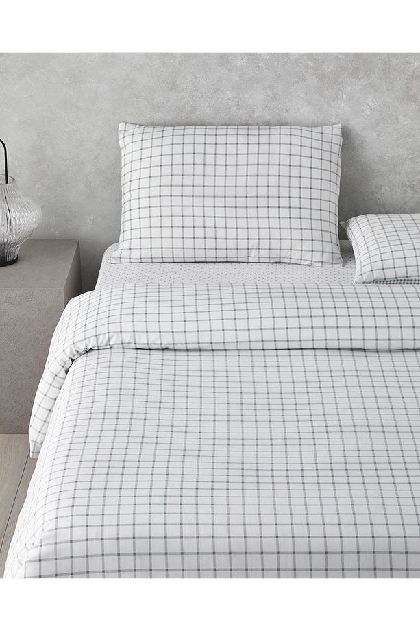 Simple Checks Kolay Ütülenir Tek Kişilik Nevresim Takımı 160x220 cm Seledon - 3