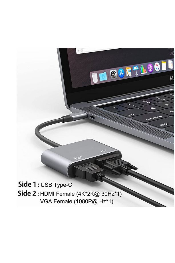 3120 Usb Type C To Hdmi Vga 3.1 Çevirici Dönüştürücü Kablo Adaptör - 2