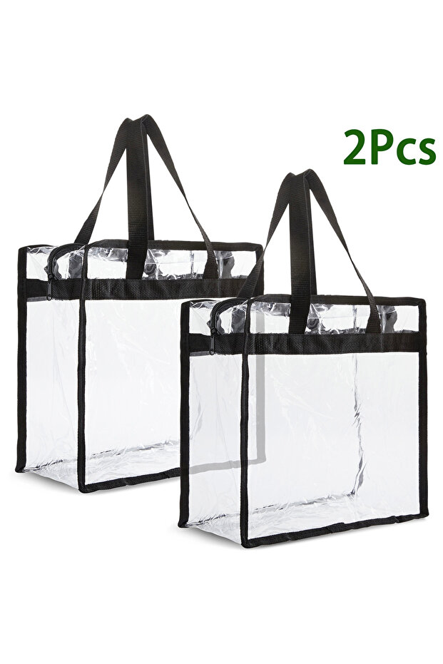 2Pcs 2Pcs Clear Tote Bags with Zipper Large Capacity Transparent Shoulder Bag Multipurpose Transpare