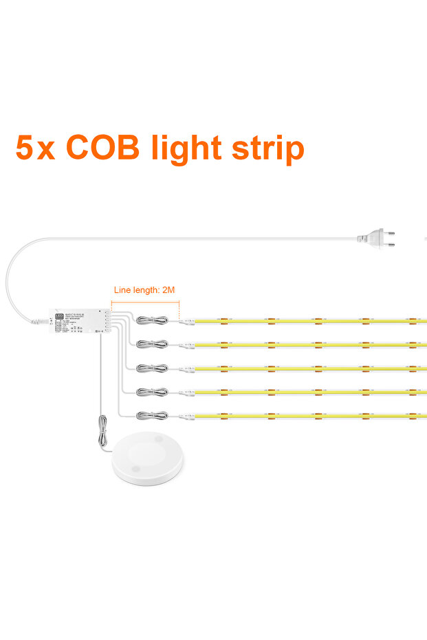 قابس طاقة أمريكي بطول 1 متر، أبيض محايد، 5 قطع، شريط إضاءة LED قابل للتعتيم، إضاءة خزانة LED، شريط COB، رف مطبخ، مقلاة