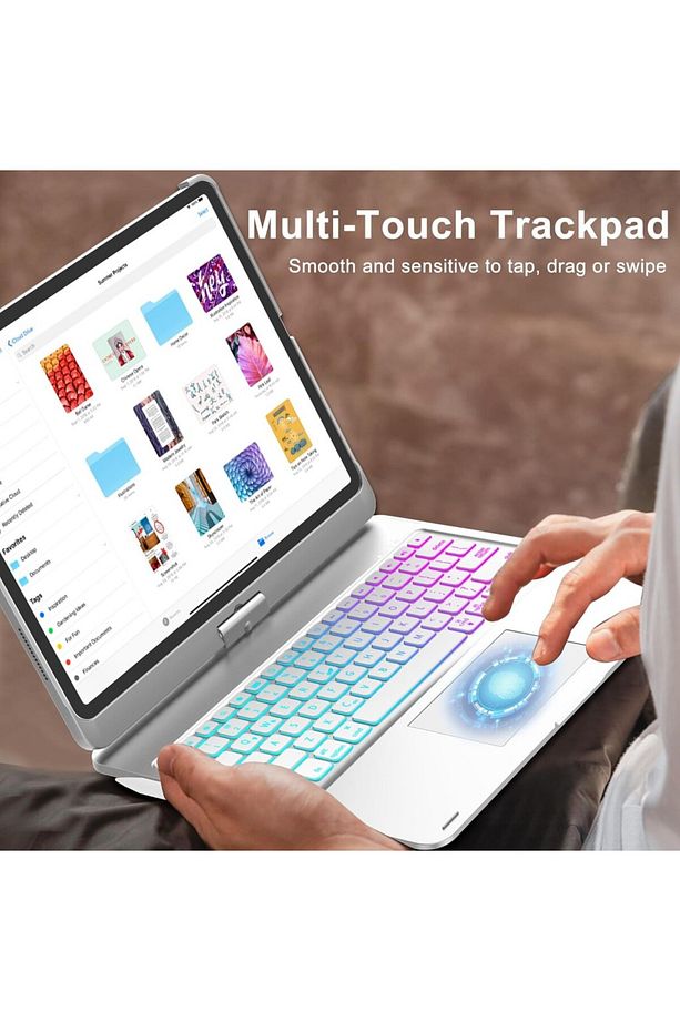 Apple iPad Pro 11inç M4 2024 Kılıf Kablosuz Dönebilen Klavyeli Kılıf Keyboard A2836 A2837 A3006 - 3