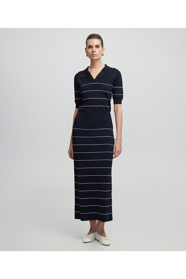 Çizgili triko etek - 1