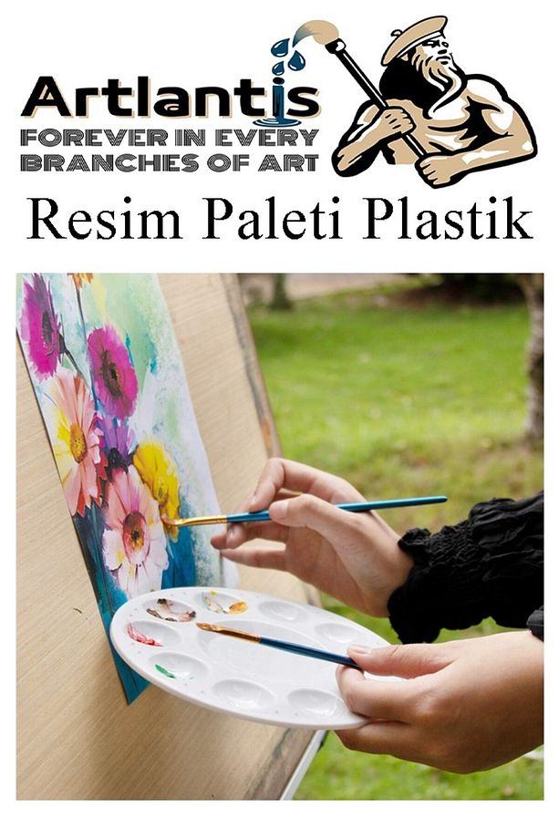 Plastik 13 Hazneli Resim Paleti 5 li Plastik Spatula ve Resim Fırçası 1 Paket Ressam Paleti Sanatsal - 2