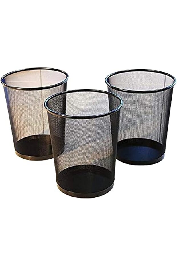 Metal Mesh Dustbins, Set of 3, Multipurpose Waste Bins for Office, Home, Kitchen