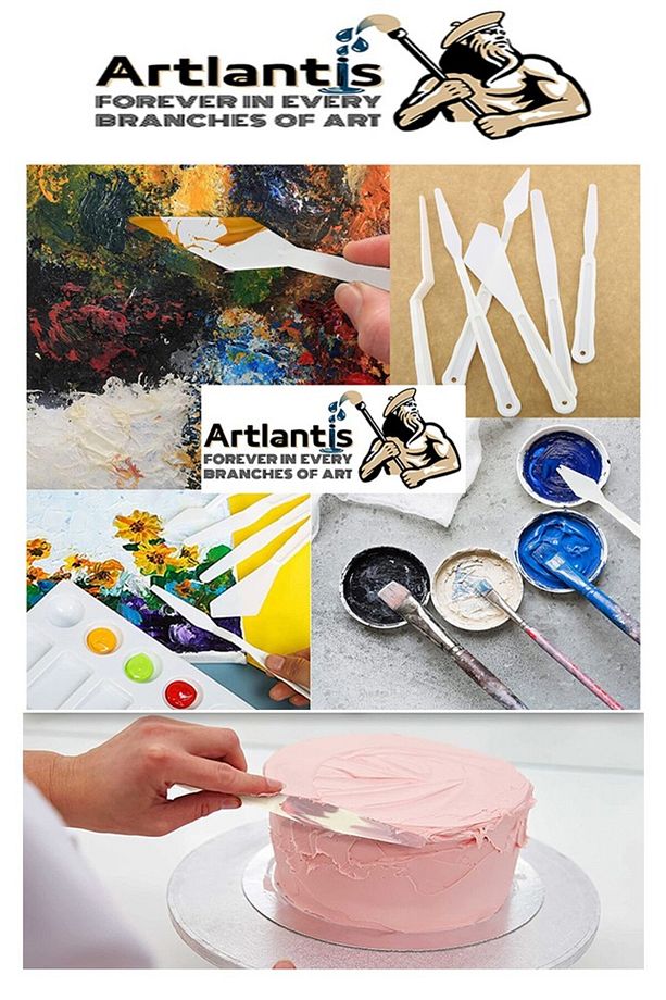 Plastik 13 Hazneli Resim Paleti 5 li Plastik Spatula ve Resim Fırçası 1 Paket Ressam Paleti Sanatsal - 4