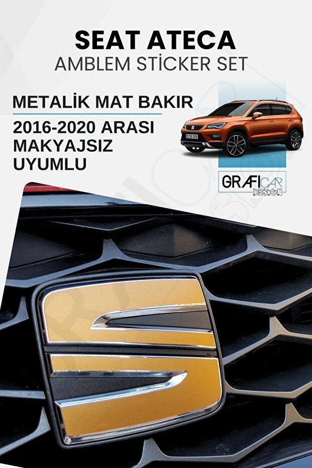 مجموعة ملصقات مطلية بشعار Seat Ateca - متوافقة مع موديلات 2016-2020 بدون مكياج