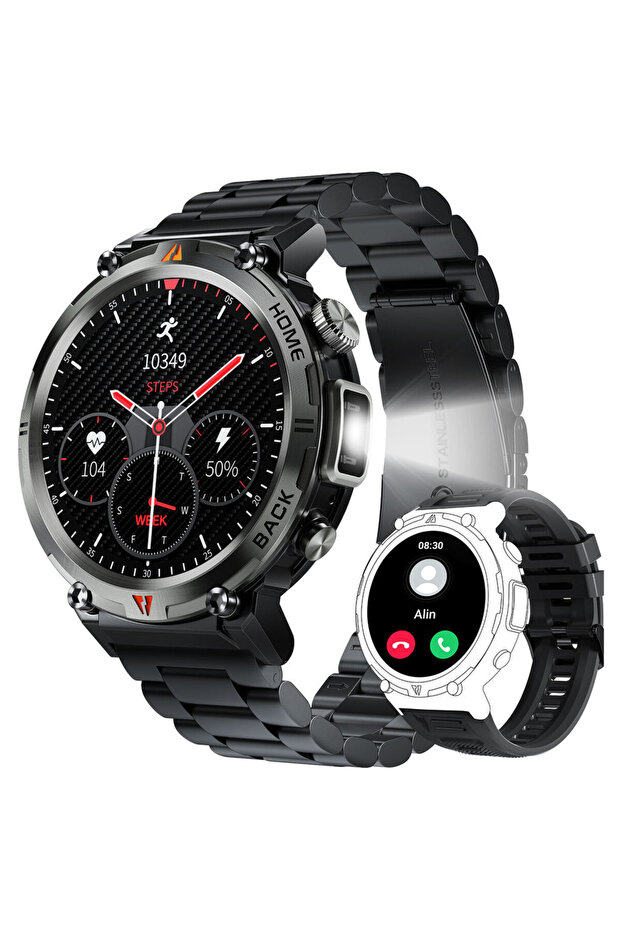 black-1 EIGIIS KE3 Smart Watch 3ATM Waterproof Original Design For Men Bluetooth Call Health Monitor