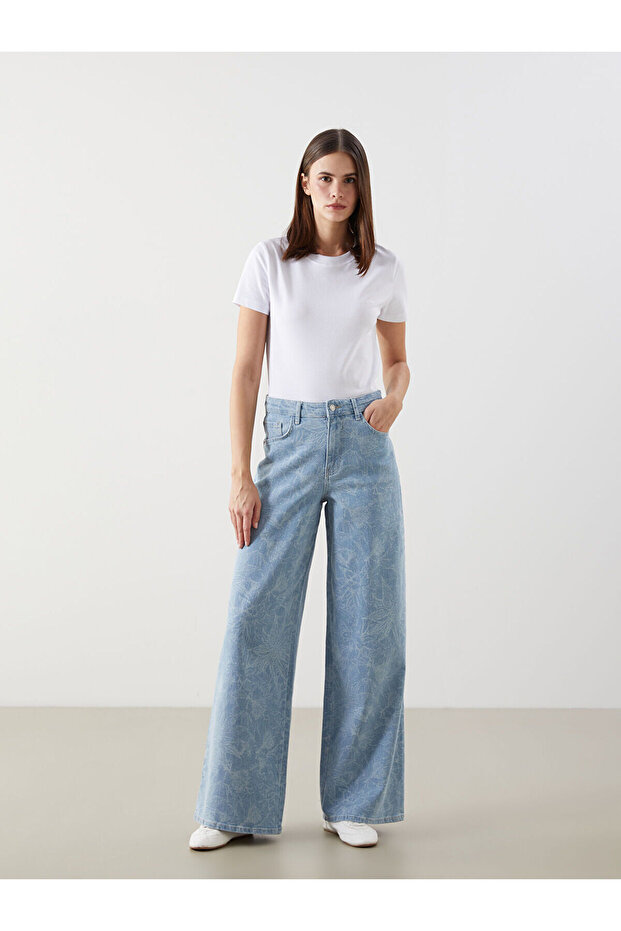 Patterned Wideleg Women's Jean Trousers