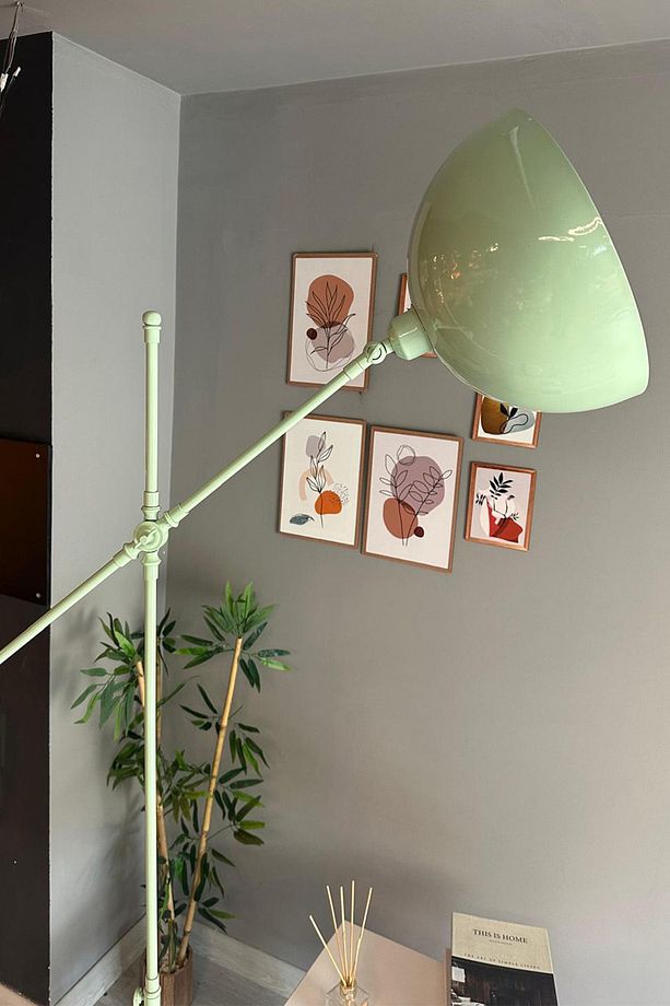 Mint Lambader Hareketli Başlık Modern Dekoratif Metal Oturma Odası Çalışma Odası Zemin Lambası - 3