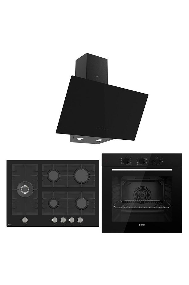 Flowart BL Modüler Seriisi 3'lü Siyah Ankastre Set ( QBL62CS-BL135-D077 ) - 1