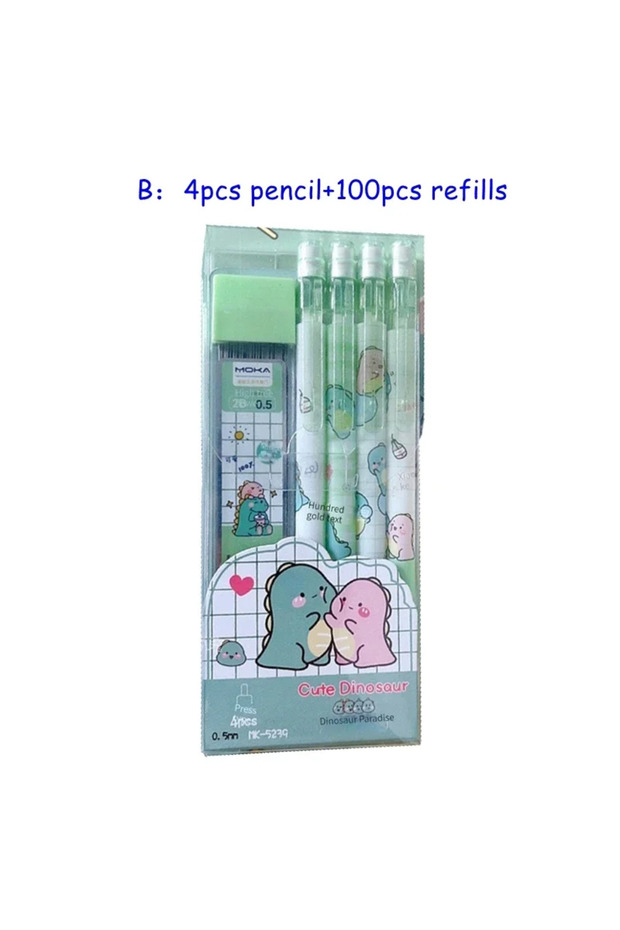 4pencil-100refills D Kawaii Mechanical Pencil set 0.5/0.7mm 2B Refill Cute Cartoon Automatic Pencils