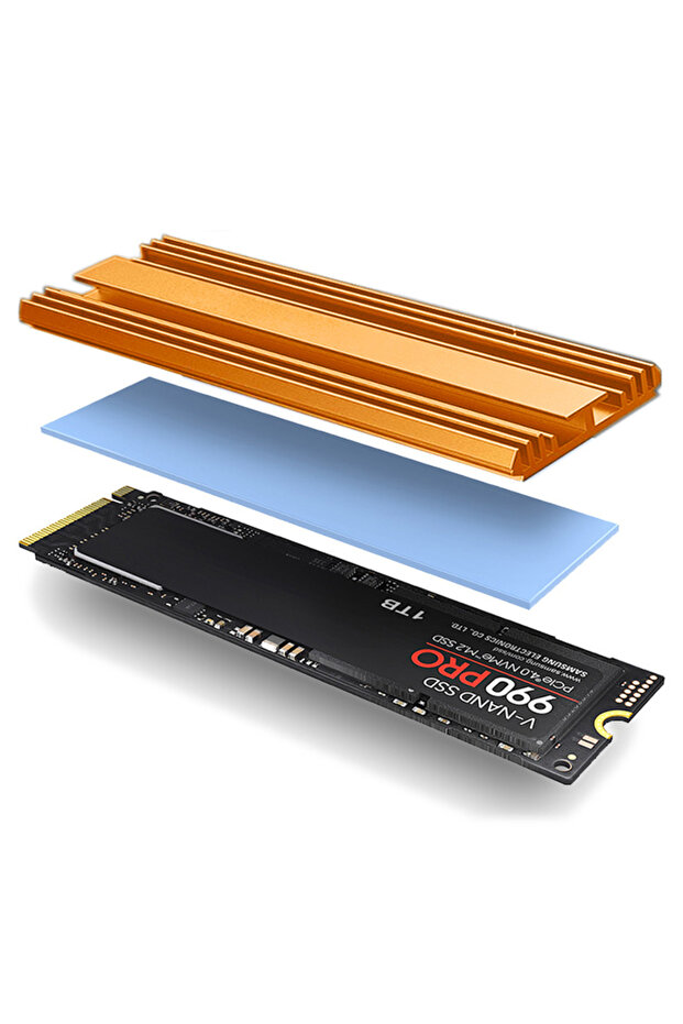 مشتت حراري من الألومنيوم لقرص صلب M.2 SSD بسمك 5 مم من نوع TEUCER M2 2280 مع سيليكون حراري