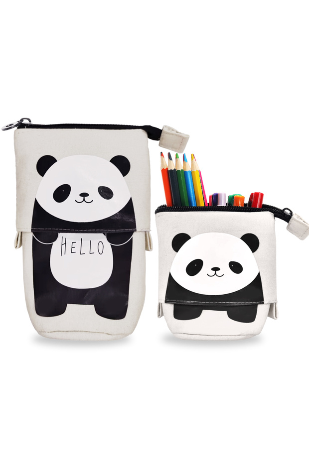 Panda Standing Pencil Case, Telescopic Pencil Holder, Kawaii Stand Up Pencil Case,Spacious Pencil Po
