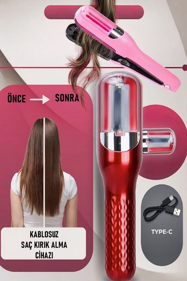 Kablosuz Saç Kırık Alma Cihazı Pratik ve Güvenli Split End Trimmer, Type-C Şarjlı - 1