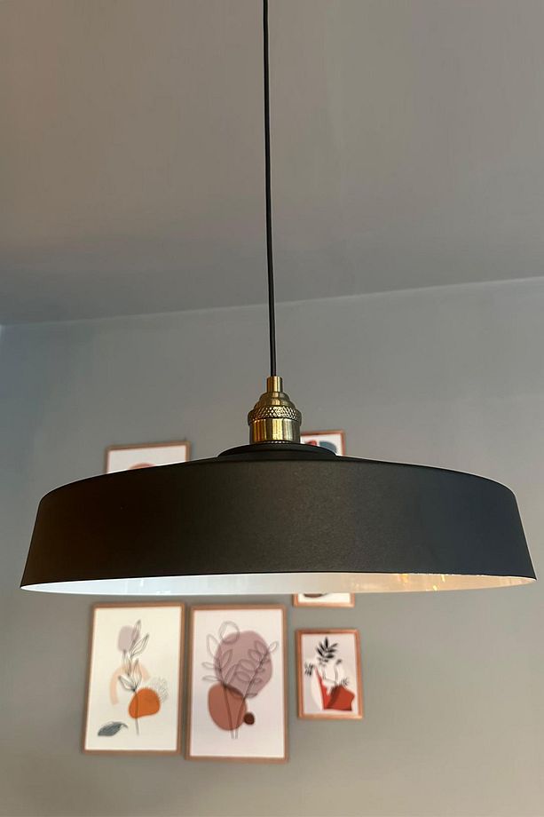 Açe Siyah Tekli Eskitme Lale Başlık Avize Retro Sarkıt Ofis Showroom Salon Mutfak Avizeleri - 1