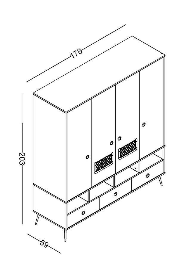 Nirvana 4 Kapaklı Dolap - 5