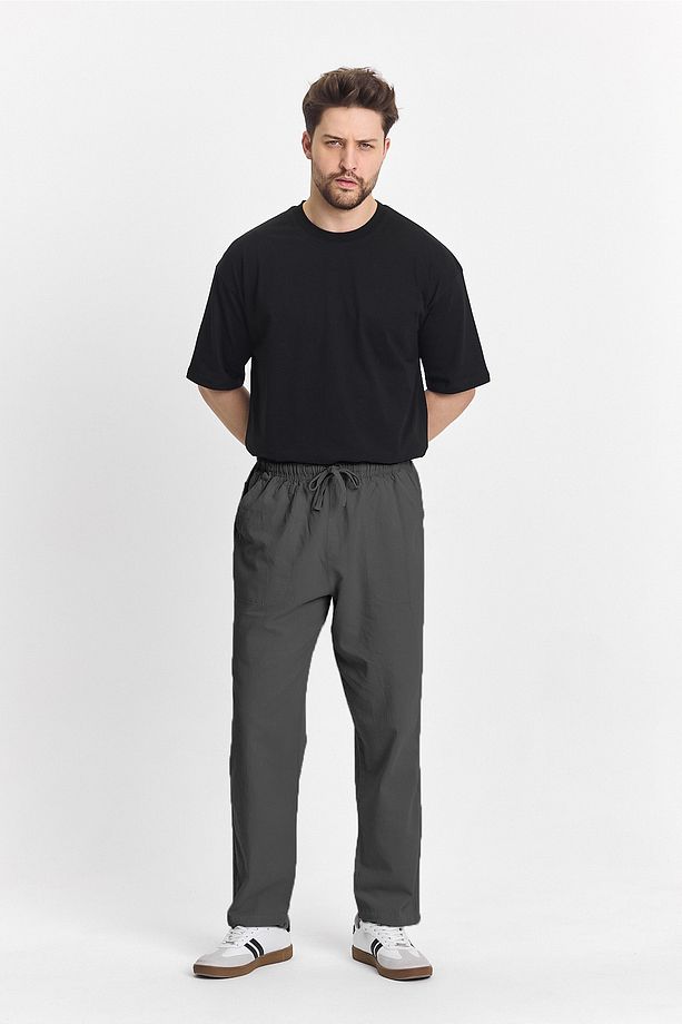 Erkek Füme Renk Regular Fit Basic Pantolon - 6
