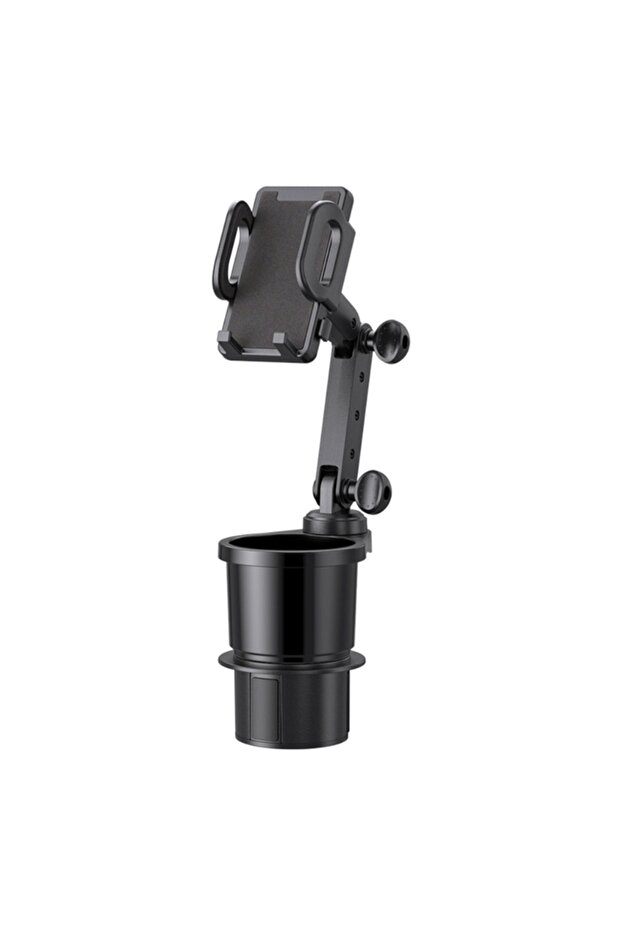 black Car Cup Holder Expander with Cell Phone Mount 360 Rotation Cup Holder Expander Smartphone Moun