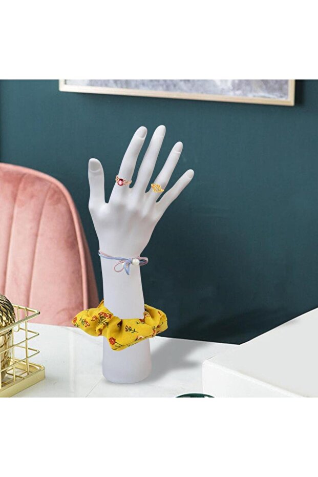 A-White Mannequin Hand Jewelry Display Holder Stand Long Arm Support Organizer Hand Manquin for Chai