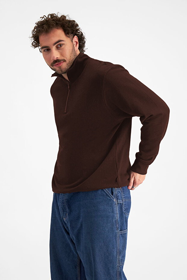 Men's Basic 3 Thread Half Zipper Sweater - 4