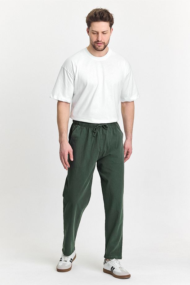 Erkek Haki Renk Regular Fit Basic Pantolon - 2