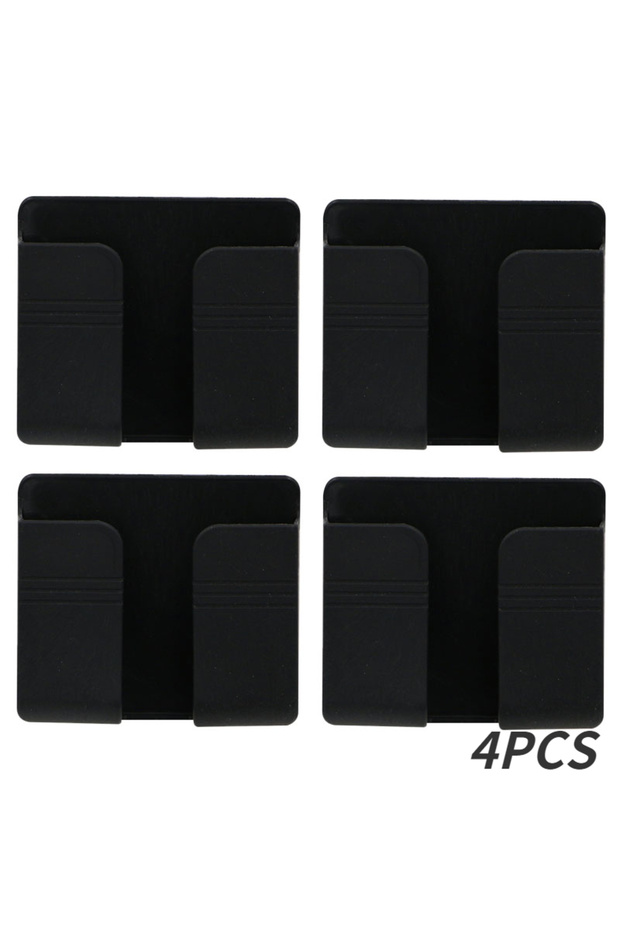 4PCS-Black 1-4pcs Wall Mounted Storage Box Multifunction Punch Free Organizer TV Remote Control DIY