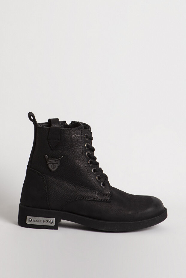 Women's Black Nubuck Leather Boots - Thick Sole and Wash Hj 102 15200g