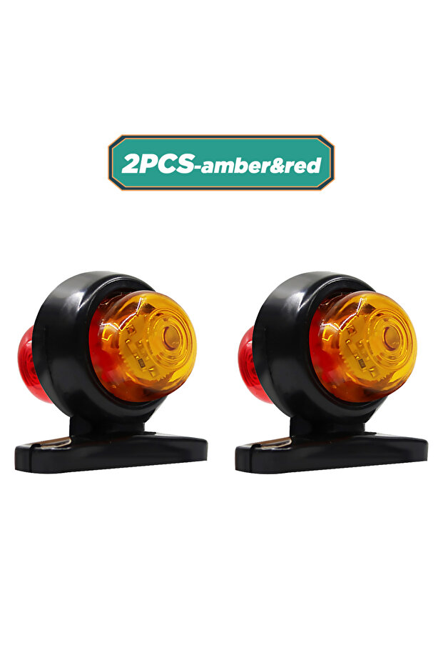 AmberRed-2PCS 2PCS 12-24V Mini Universal Side Marker Lights مصباح مؤشر إضاءة جانبي مزدوج نظيف