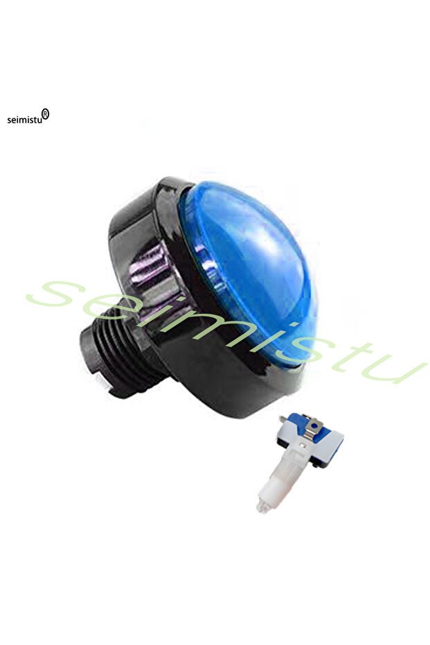 مصباح LED أزرق 60 مم لألعاب الفيديو الأركيد، مصباح LED دائري كبير 60 مم لألعاب الفيديو الأركيد، مصباح LED بزر ضغط - 1