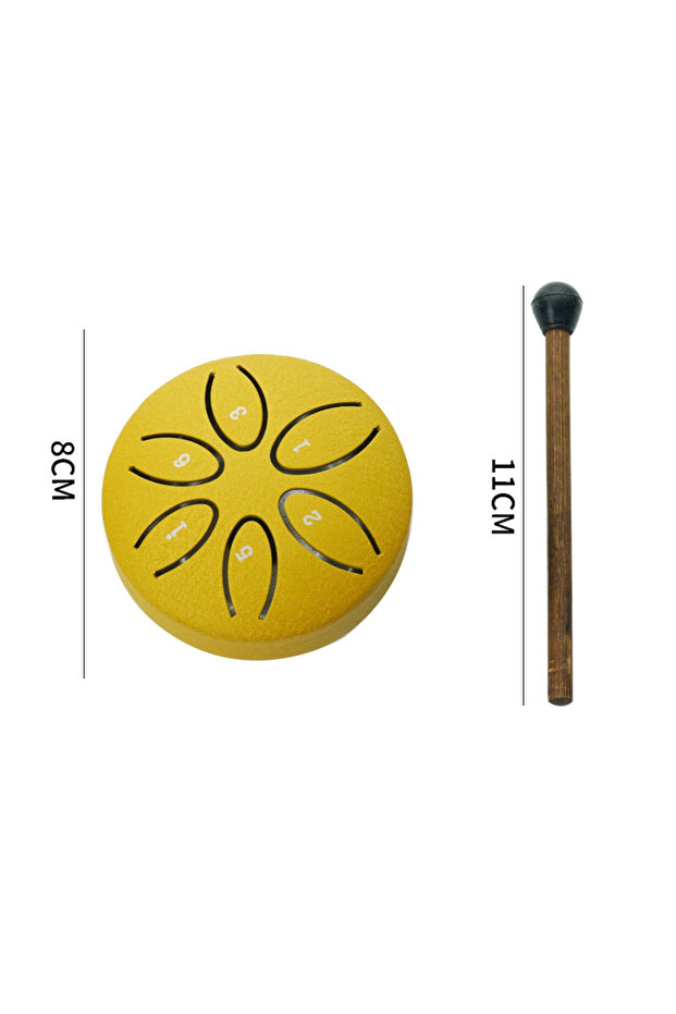 yellow 3 Inches 6 Tones Steel Tongue Drum Outdoors Rain Drum Instrument Mini Hand Drum Ethereal Drum