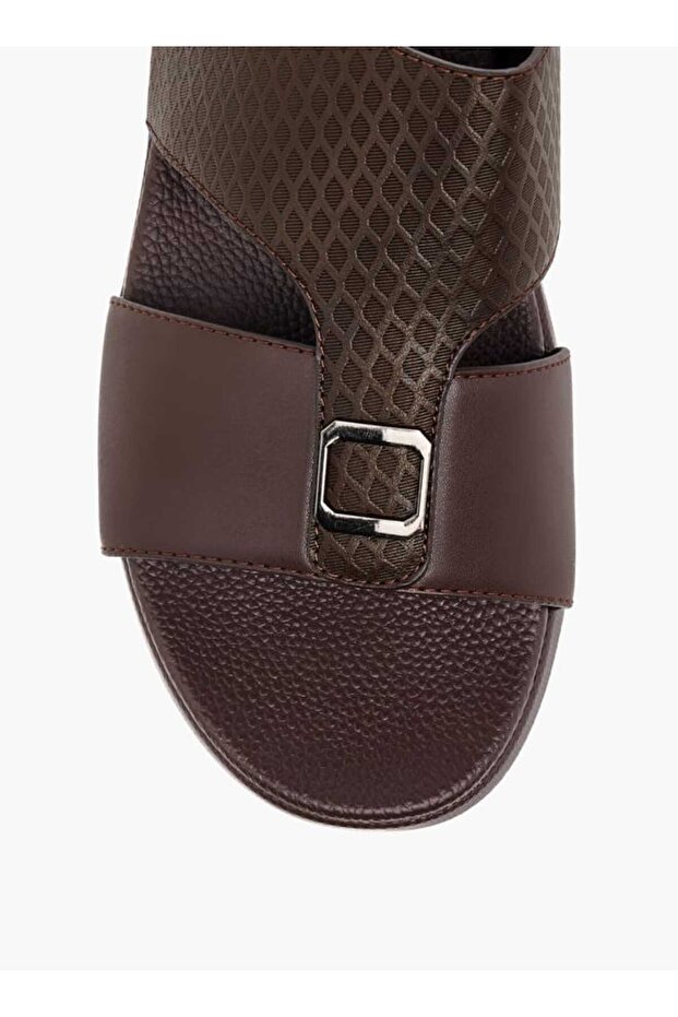 Textured Slip-On Sandals with Metallic Detail - 4