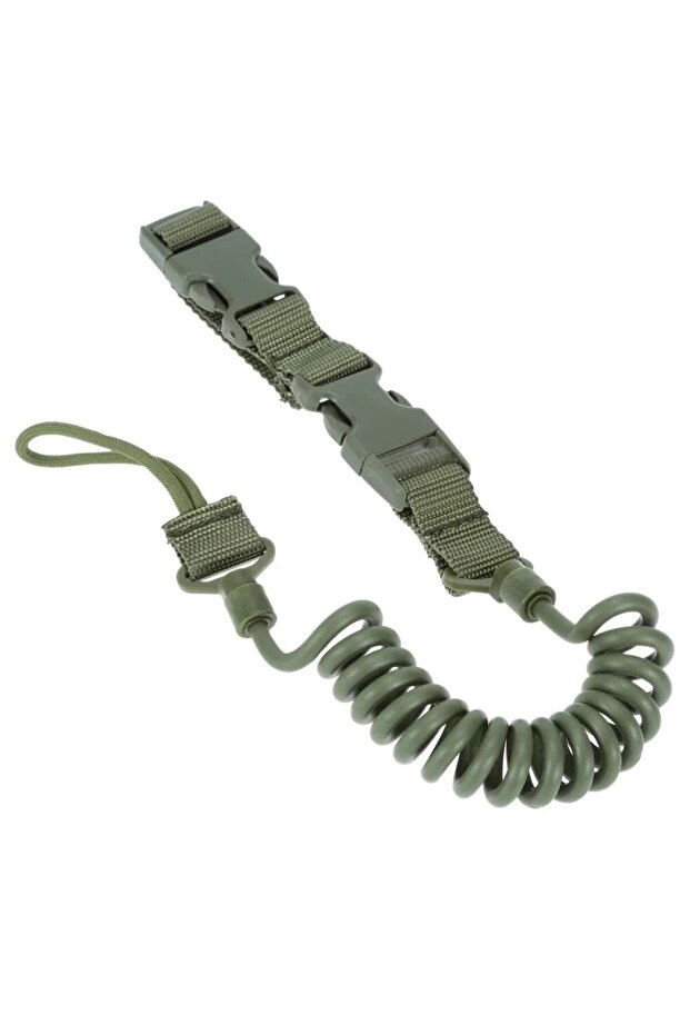 Green Tactical Anti-lost Elastic Lanyard Rope Spring Safety Strap Rope For Key Ring Chain Flashlight