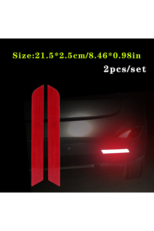 Red 2pcs/set Car Bumper Reflective Safety Strip Stickers Car Rear Bumper Reflective Sticker Reflecti