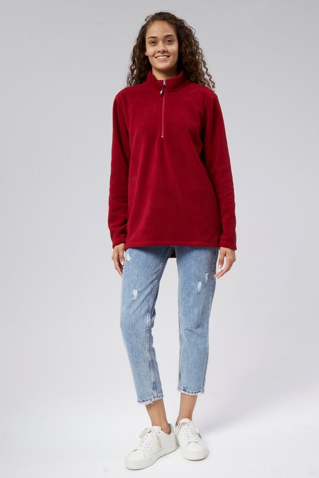 Mooncover Unisex High Collar Fleece Sweatshirt – Standard Fit Burgundy