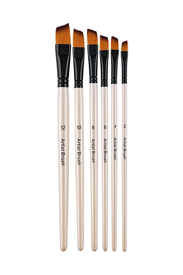6-Piece Curved Oil , Acrylic and Watercolor Brush Set, Nylon Brush Set cin687