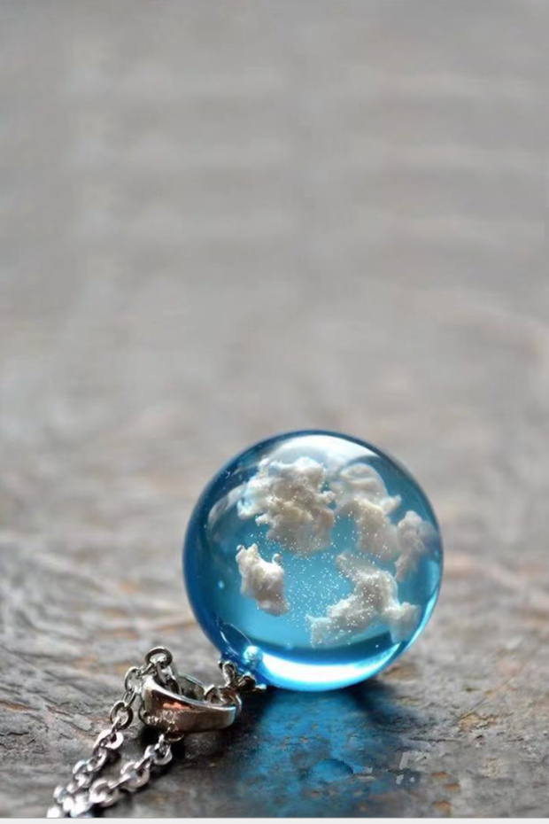 3 Boyutlu Mavi Bulut Kadın Kolye eg08 - 2